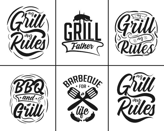 Design de pacote de camiseta de tipografia para grelhar churrasco Design de pacote de churrasco svg