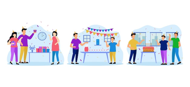 Design de Pacote Plano de Cena de Festa de Aniversário