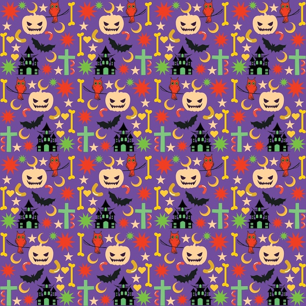 Design de padrão de halloween desenhado à mão com fundo de halloween