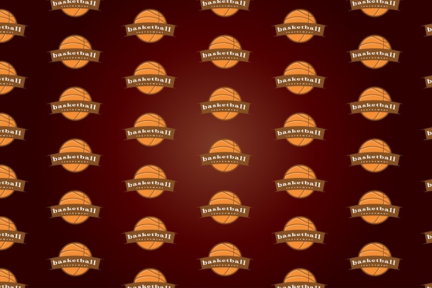 Design de padrão de logotipo de basquete e arte de papel de parede