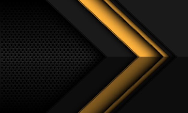 Design de padrão de malha de círculo de seta de metal preto cinza amarelo abstrato moderno vetor de fundo futuro