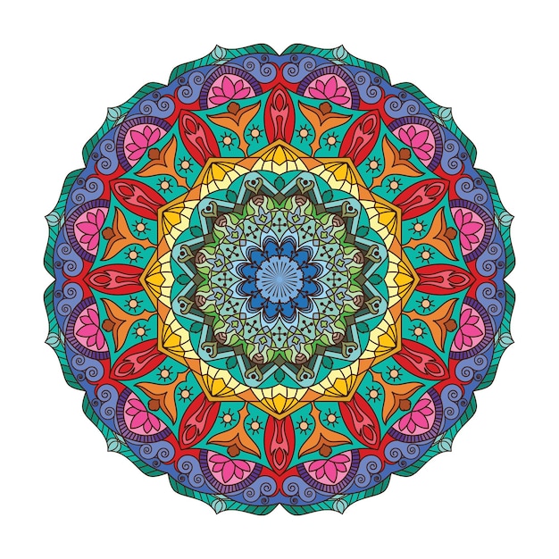 Design de padrão de mandala colorido intrincado