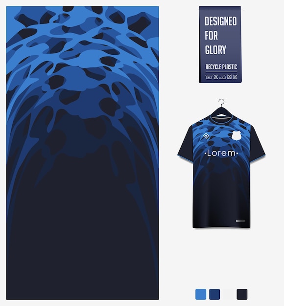 Vetor design de padrão de tecido para camisa de futebol ou kit de futebol padrão abstrato em fundo azul