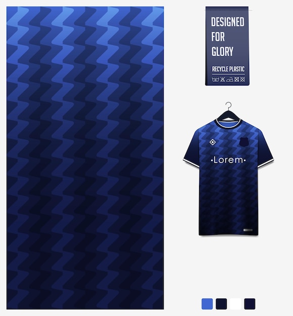 Design de padrão de tecido para camisa de futebol ou kit de futebol padrão em ziguezague