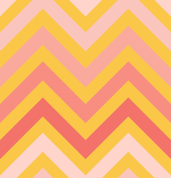 Design de padrão em zigue-zague de cor rosa coral sem costura em fundo dourado. ilustração vetorial
