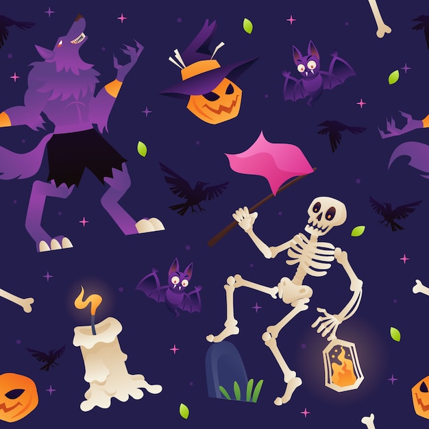 Design de padrão gradiente para celebração da temporada de Halloween
