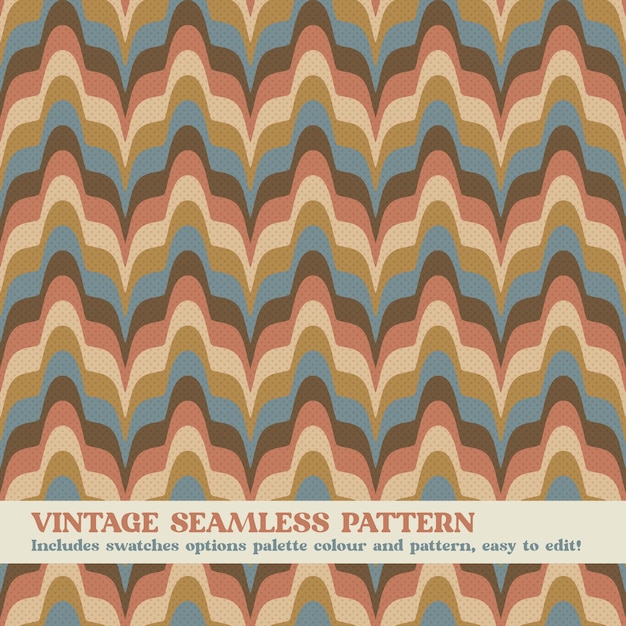 Design de padrão sem costura vintage com paleta de cores de opções de amostras e padrão