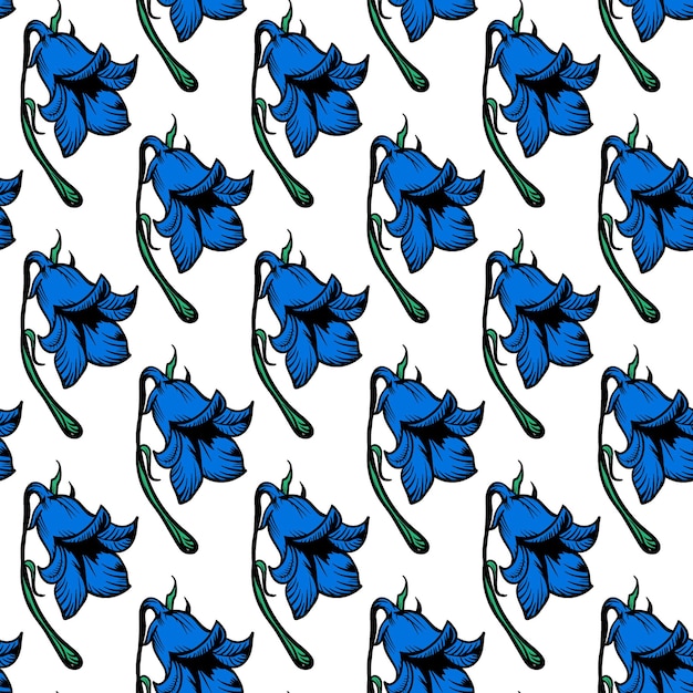 Design de padrão sem emenda de flor bluebell