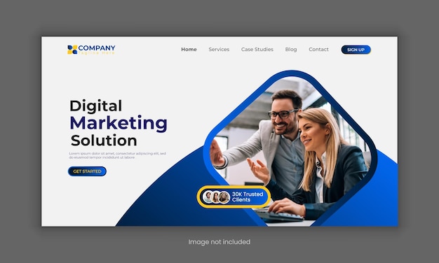 Design de página de chegada de negócios de marketing digital ou página inicial do site da agência de marketing digital
