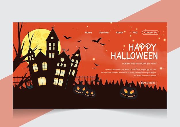 Design de página de destino de celebração de halloween e modelo editável