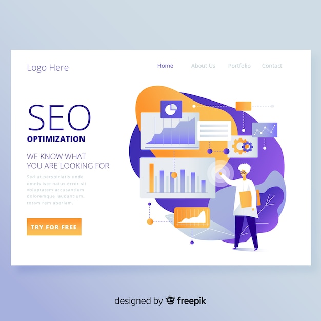 Design de página de destino de otimização de SEO