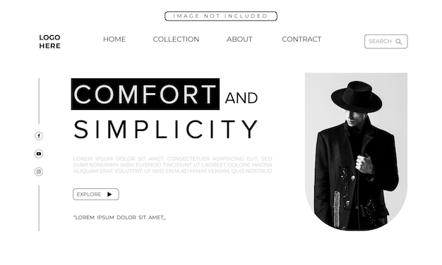 Design de página de destino de venda de moda simples e mínimo