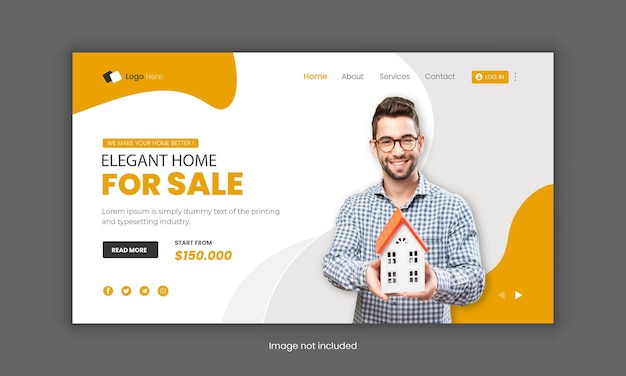 Vetor design de página de destino imobiliária seção hero para negócios imobiliários banner hero para site