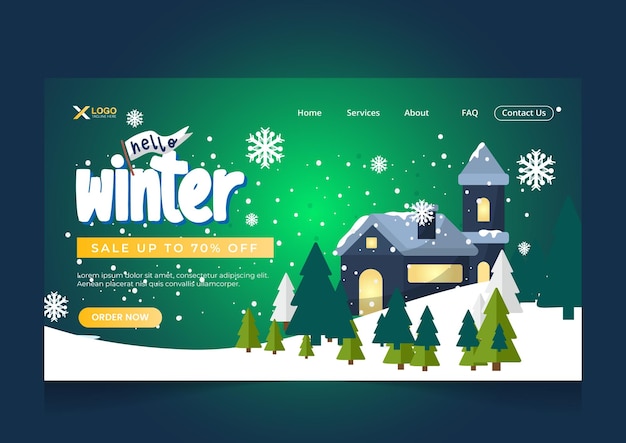 Design de página de destino para oferta de venda de inverno