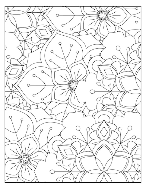 Design de página de padrão de coloração floral kdp