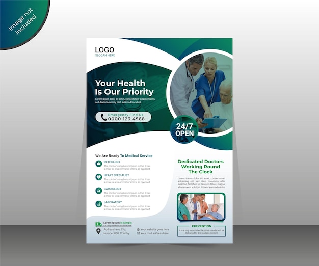 Design de panfleto de saúde corporativo moderno ou modelo de pôster de serviços de saúde médica