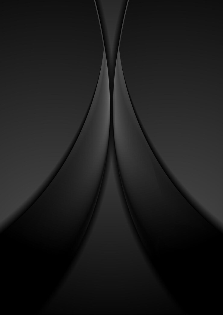 Design de panfleto de tecnologia abstrata futurista com ondas curvas brilhantes pretas Fundo vetorial