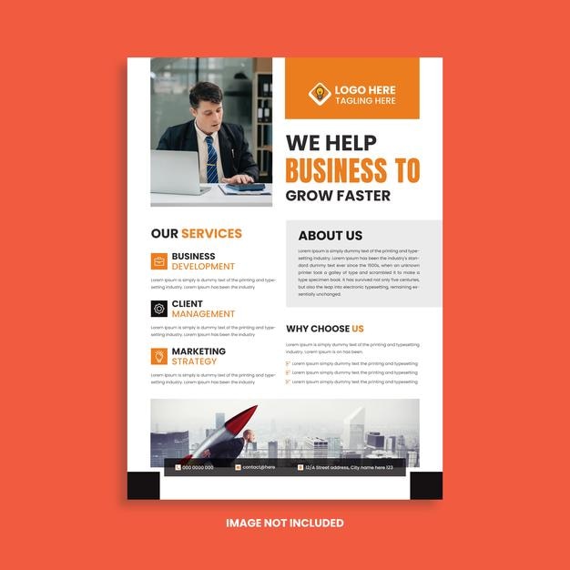 Design de panfletos promocionais de consultoria para empresas e corporações