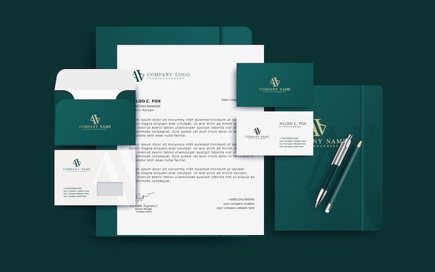 Design de papelaria de identidade corporativa premium e design de marca