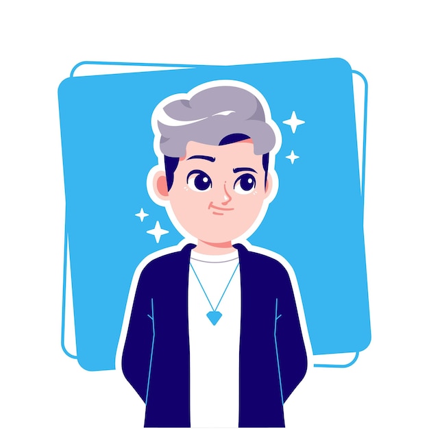 Design de personagem de avatar de desenho animado de menino