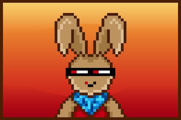 Vetor design de personagens de coelho punk estilo pixel para o projeto nft 616