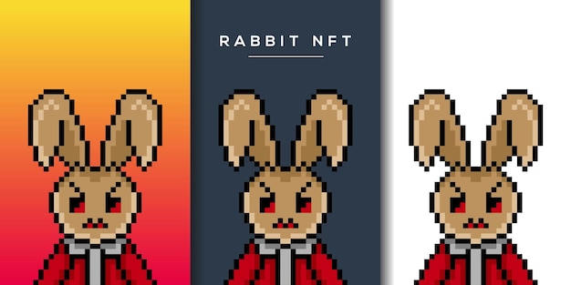 Design de personagens de coelho punk estilo pixel para o projeto nft 737