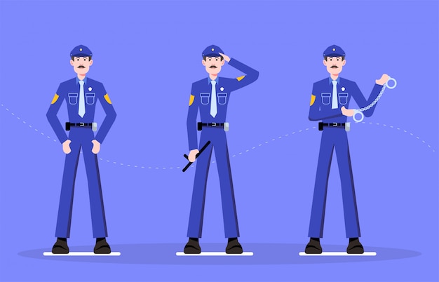 Vetor design de personagens de homem de polícia -