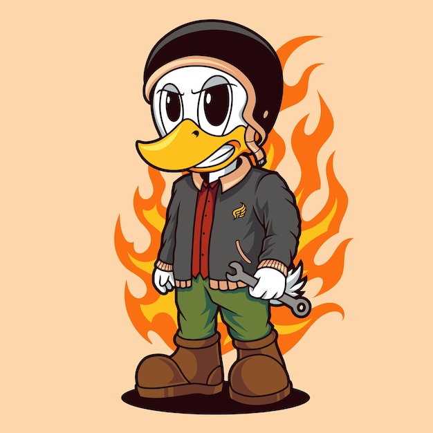 Design de personagens de pato motociclista