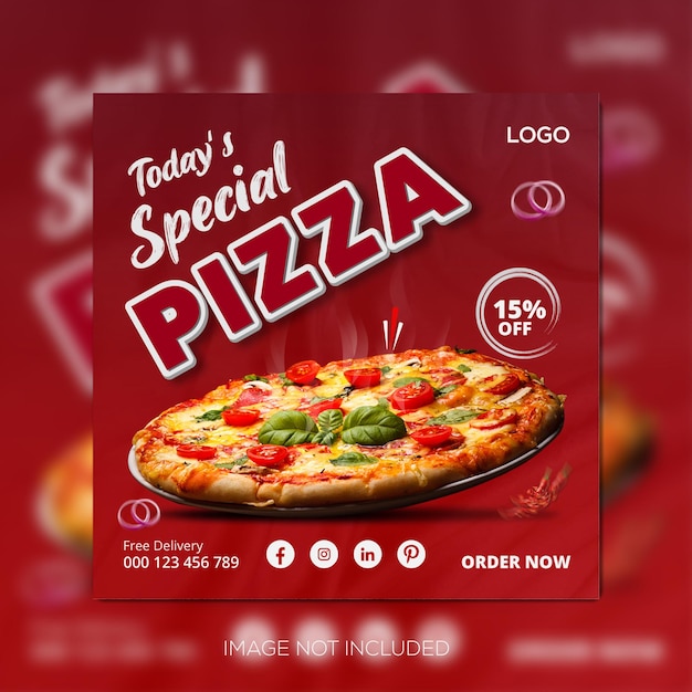 Vetor design de pizza para postagem de mídia social