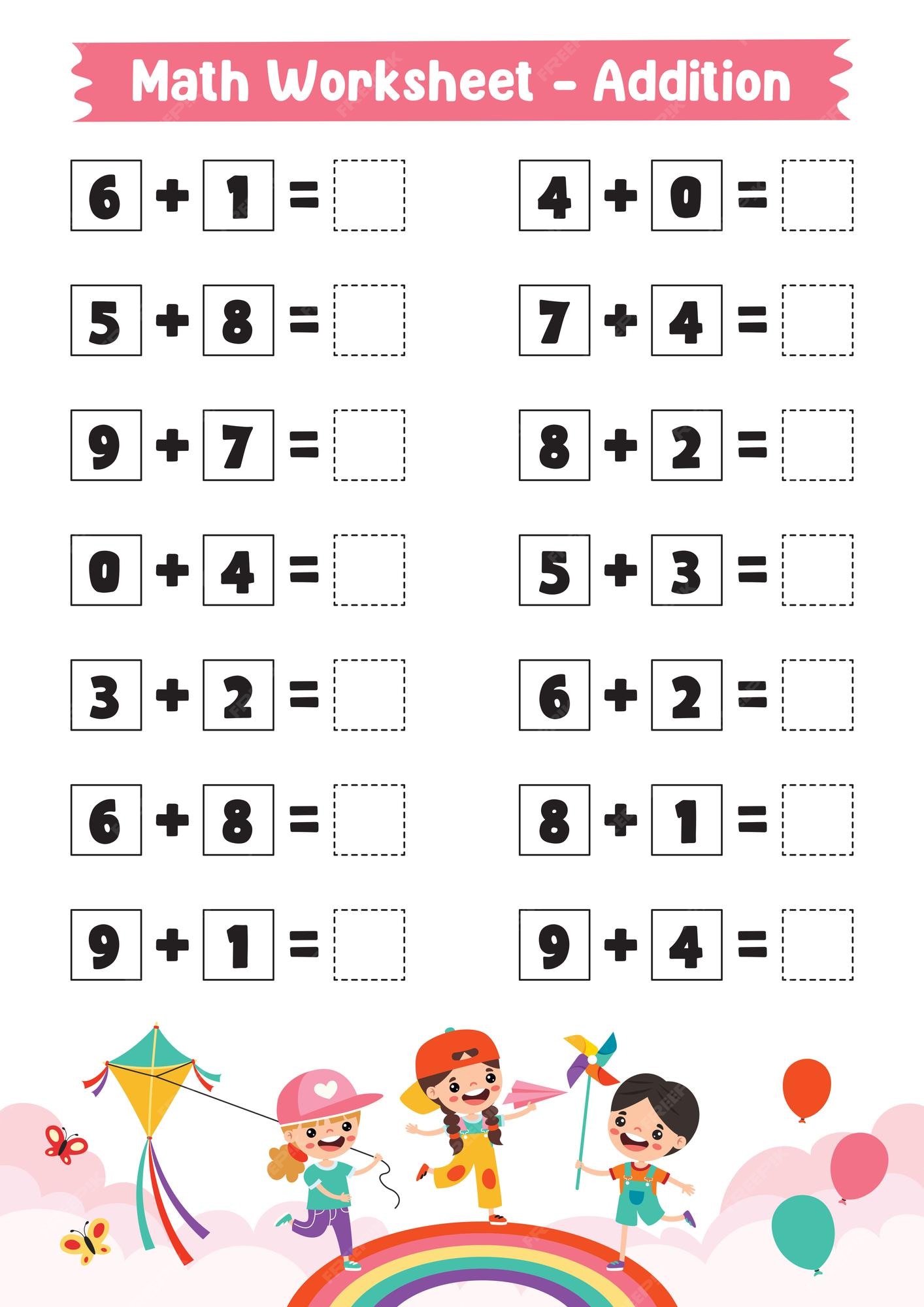 jogo de matemática com imagens para crianças jogo de educação de nível fácil  para atividades de planilha pré-escolar de crianças 2423027 Vetor no  Vecteezy