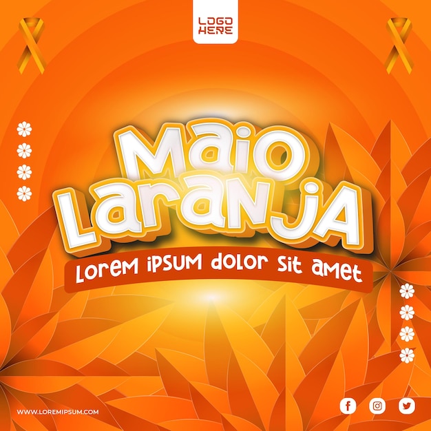 Vetor design de plano de fundo de ilustração de campanha social maio laranja