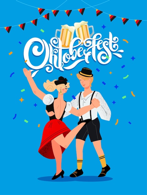 Design de plano de fundo de ilustração de dança Oktoberfest