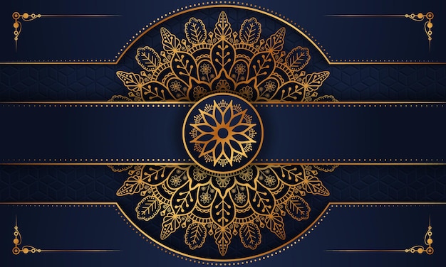 Design de plano de fundo de mandala ornamental de luxo em padrão de arabescos dourados premium vector