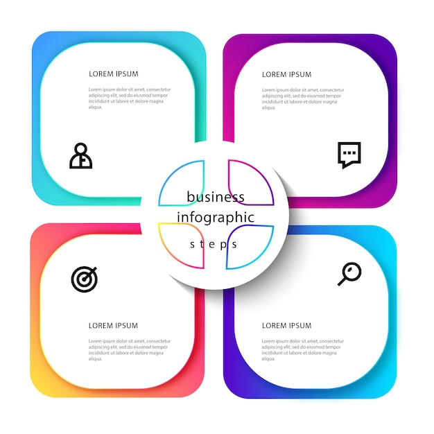 Design de plano de fundo do modelo de infográfico de 4 etapas de negócios modernos