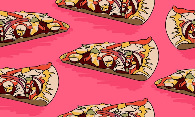 Design de plano de fundo padrão sem emenda de pizza