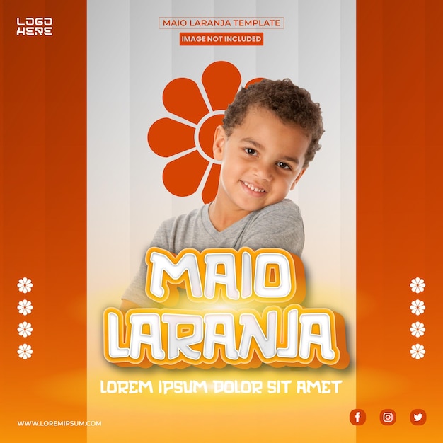 Vetor design de postagem de mídia social da praça maio laranja