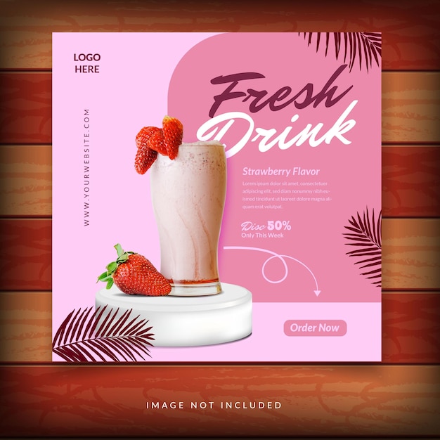 Design de postagem de mídia social de banner de menu de comida Modelo de mídia social editável para promoção no menu de comida
