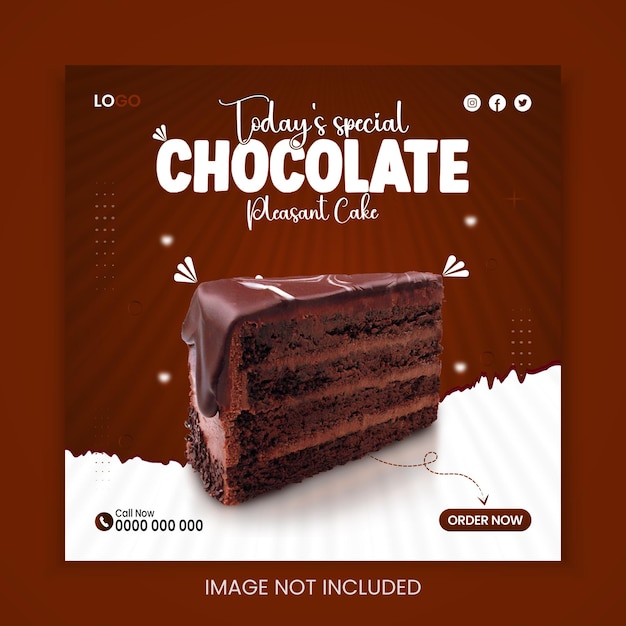 Design de postagem de mídia social de bolo de chocolate