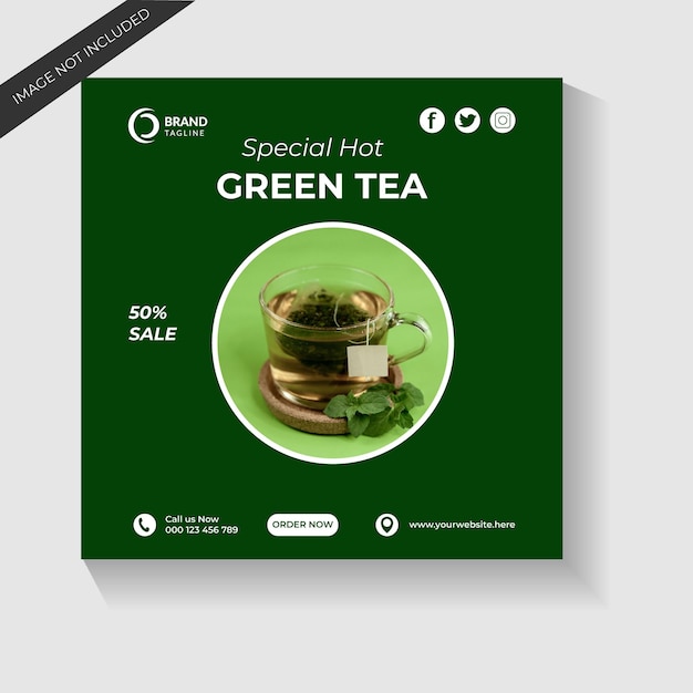 Design de postagem de mídia social de chá verde