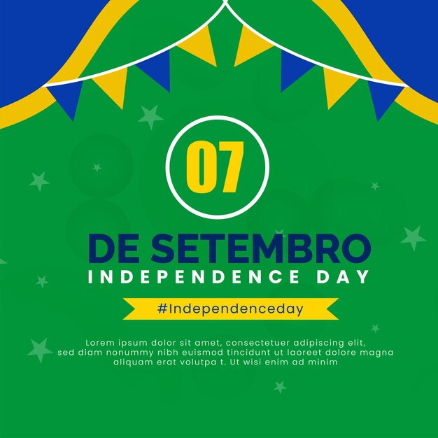 Design de postagem de mídia social de cor verde dey independence do brasil