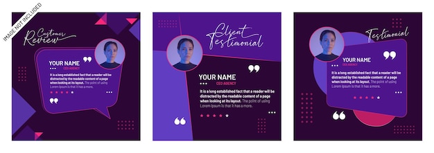 Vetor design de postagem de mídia social de depoimento de cliente ou cliente. postagem de revisão de feedback de atendimento ao cliente