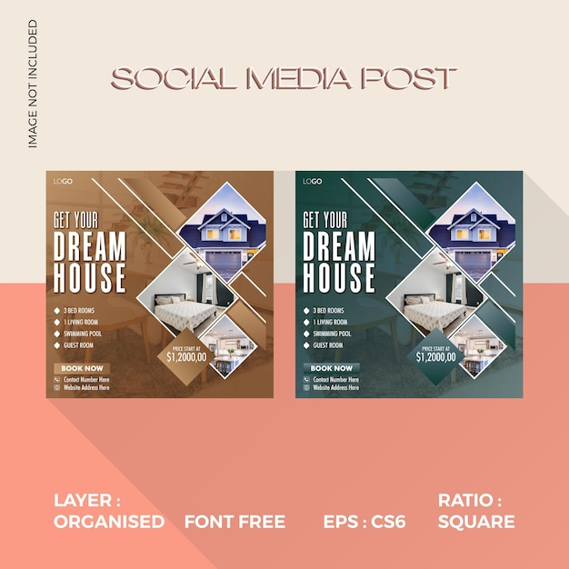 Vetor design de postagem de mídia social de estado real de vetor livre com duas cores