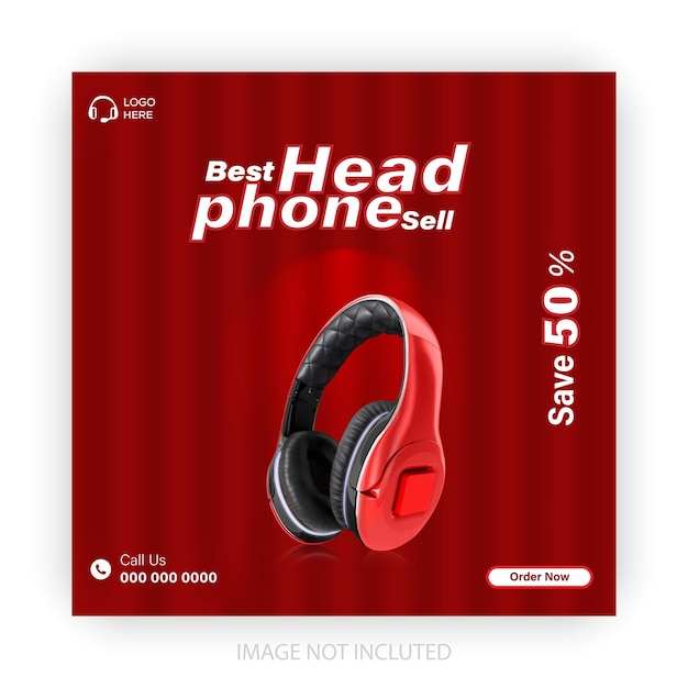 Design de postagem de mídia social de fones de ouvido