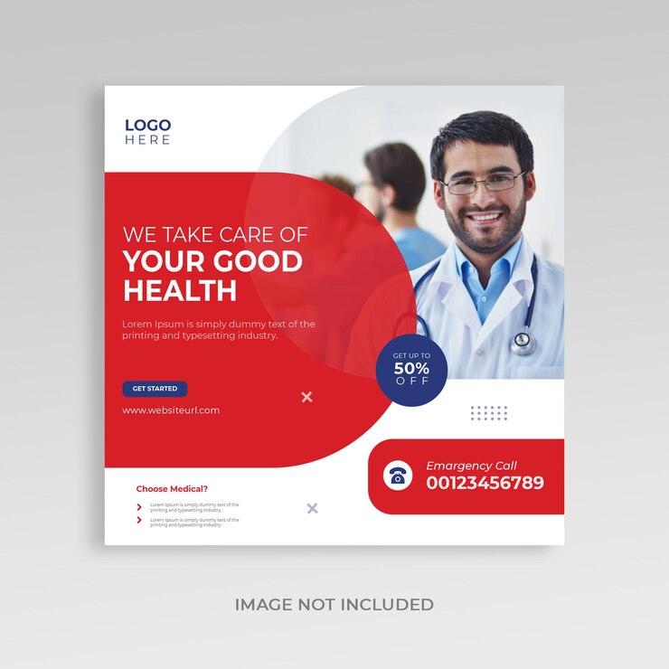 Design de postagem de mídia social de médico de saúde criativo