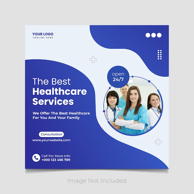 Vetor design de postagem de mídia social de saúde médica vetorial