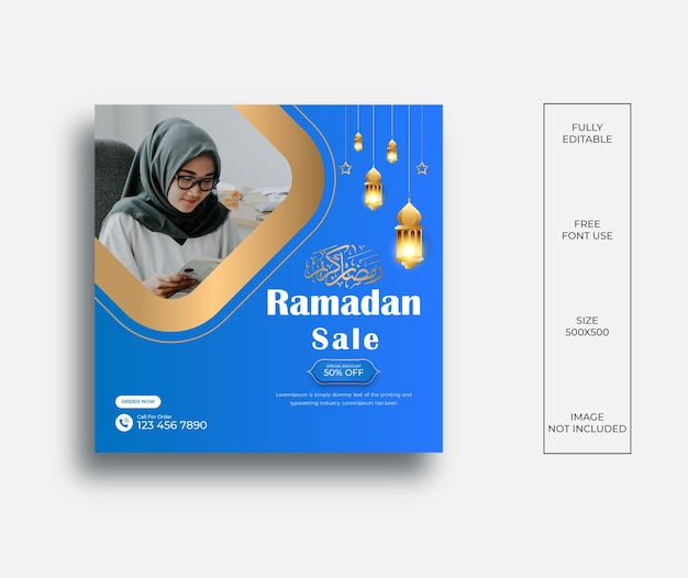 Design de postagem de mídia social de venda do Ramadã