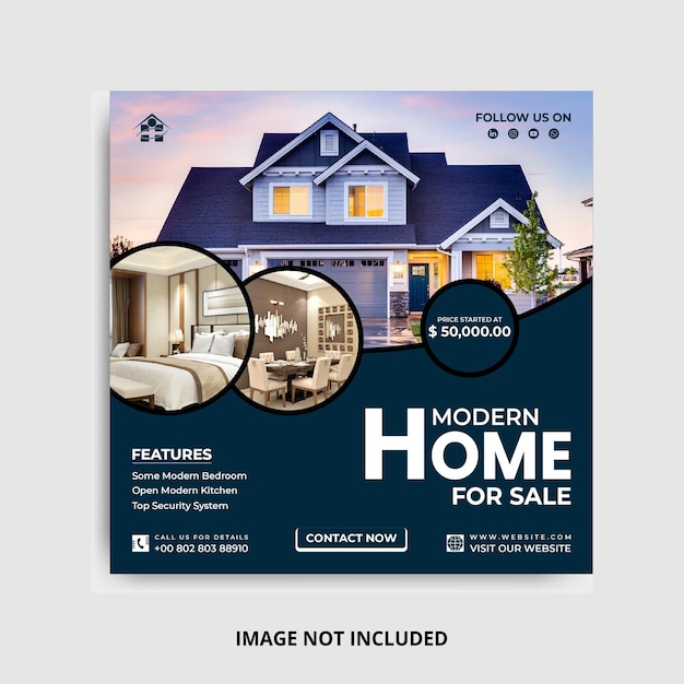 Design de postagem de mídia social imobiliária moderna