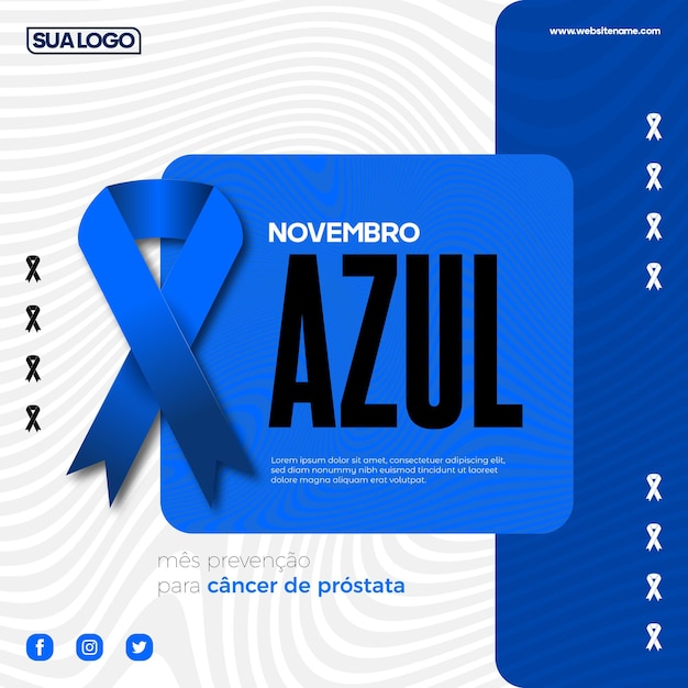 Vetor design de postagem de mídia social novembro azul novembro azul