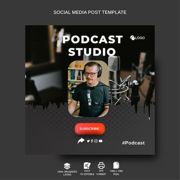 Vetor design de postagem de mídia social para podcast