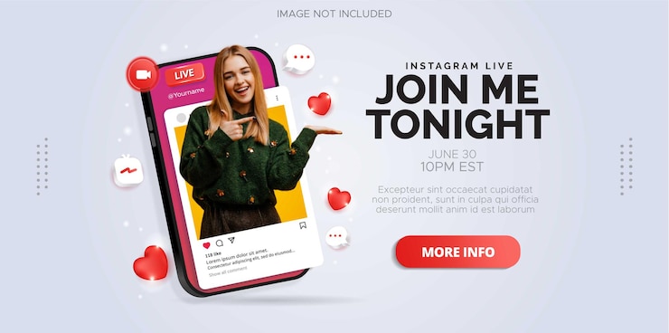 Vetor design de postagem de mídia social sobre transmissão ao vivo do instagram
